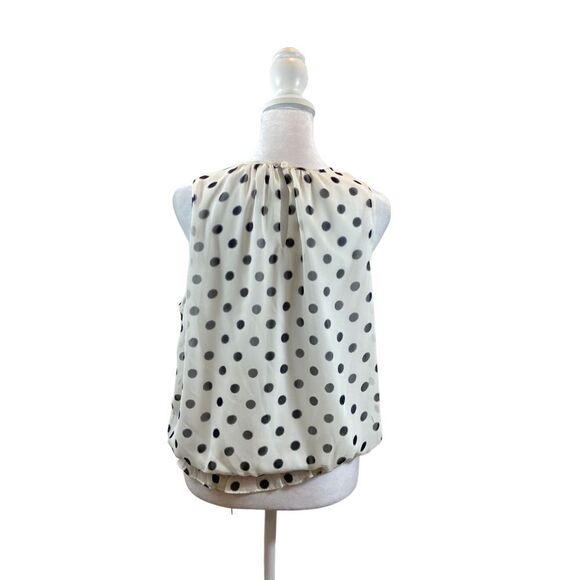 Collective Concepts White with Black Polka‎ Dots Sleeveless Blouse Size Large - Picture 6 of 9